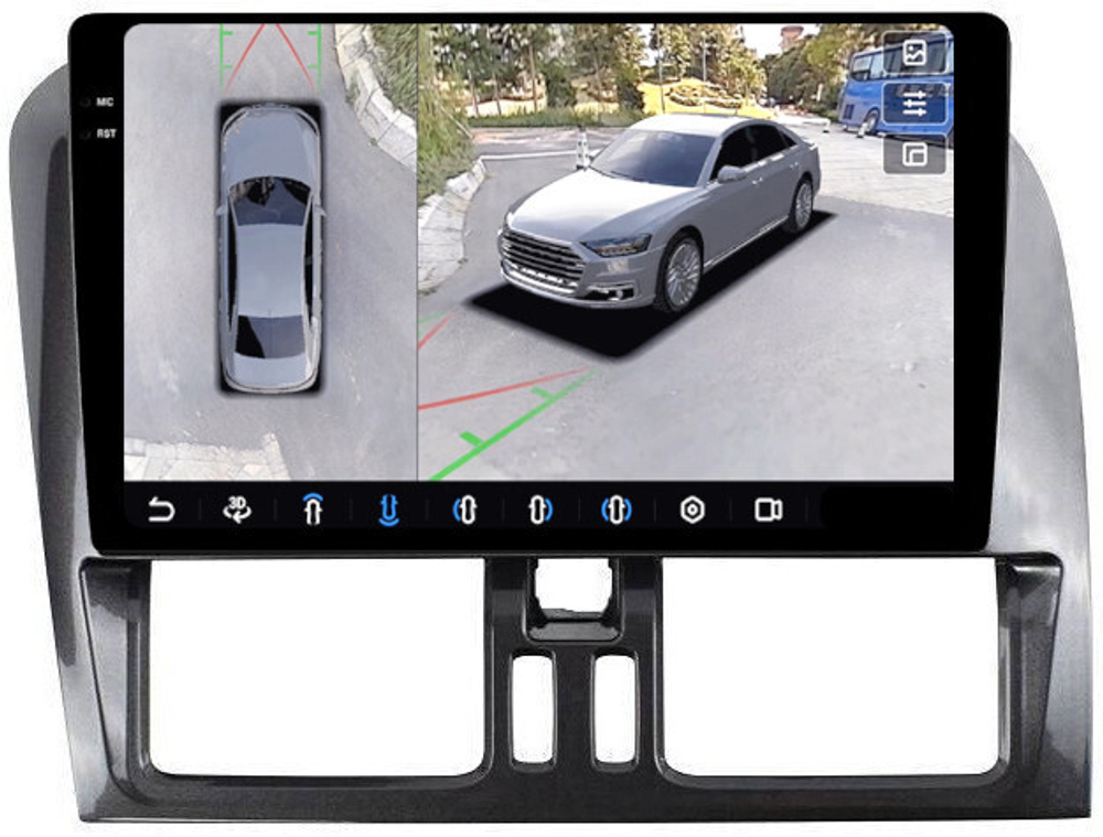 Магнитола для Volvo XC60 2008-2013 - FarCar BX9-360-9558A монитор 9.5" 2K QLED на Android 13, 6Гб+128Гб, CarPlay, 4G SIM-слот, 4 камеры в комплекте