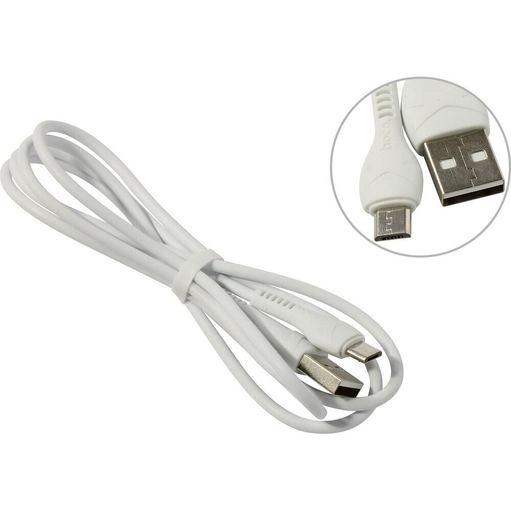Кабель USB - микро USB HOCO X37 Cool power, 1м, 2.1A, белый