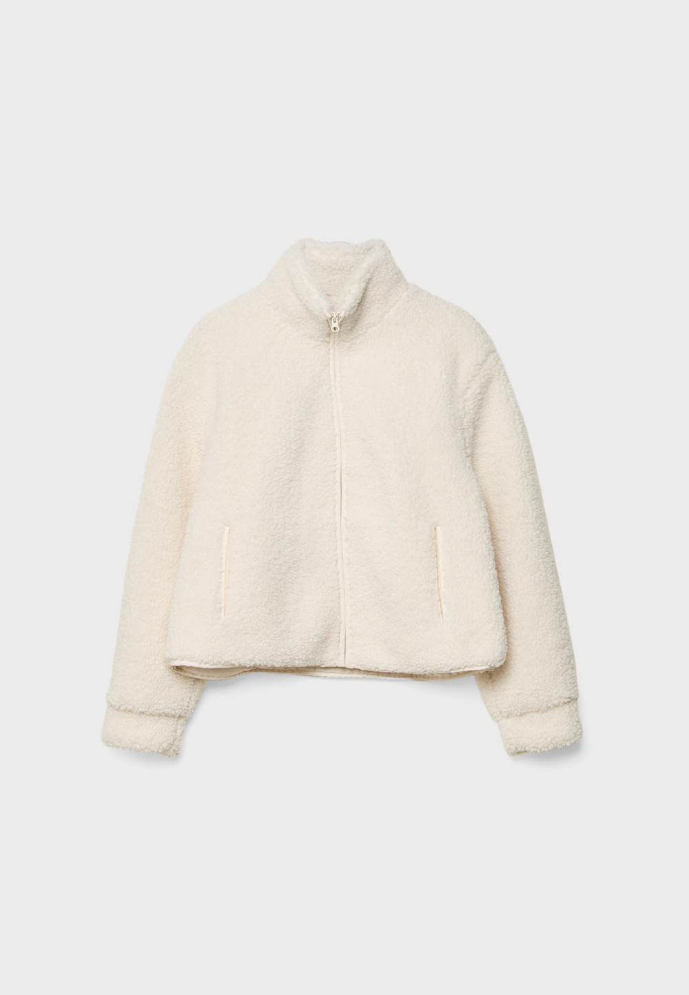 STRADIVARIUS Шуба из искусственной овчины на молнии, ванильный