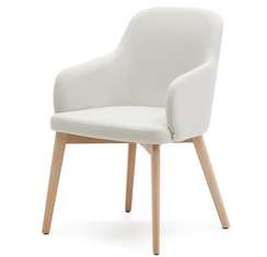 Стул Nelida из бежевой синели с ножками в натуральной отделке