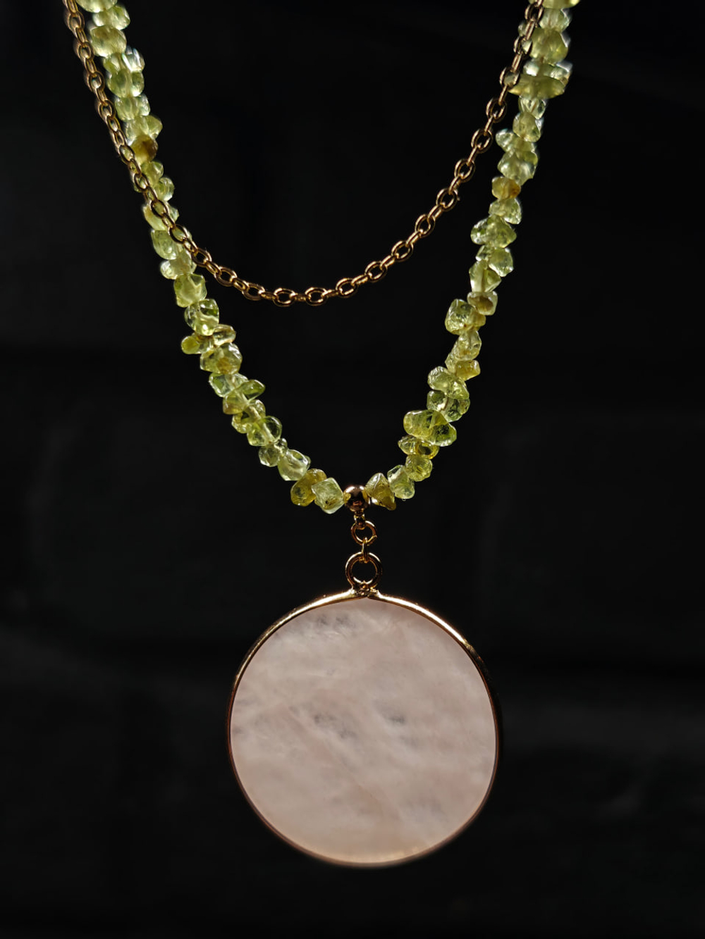 Двурядное колье "Розовый рассвет"