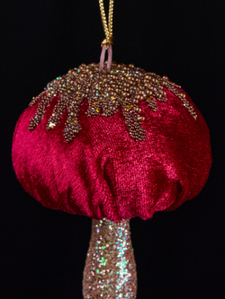 Елочная игрушка Гриб 8х18см ChristmasDeLuxe бордовый