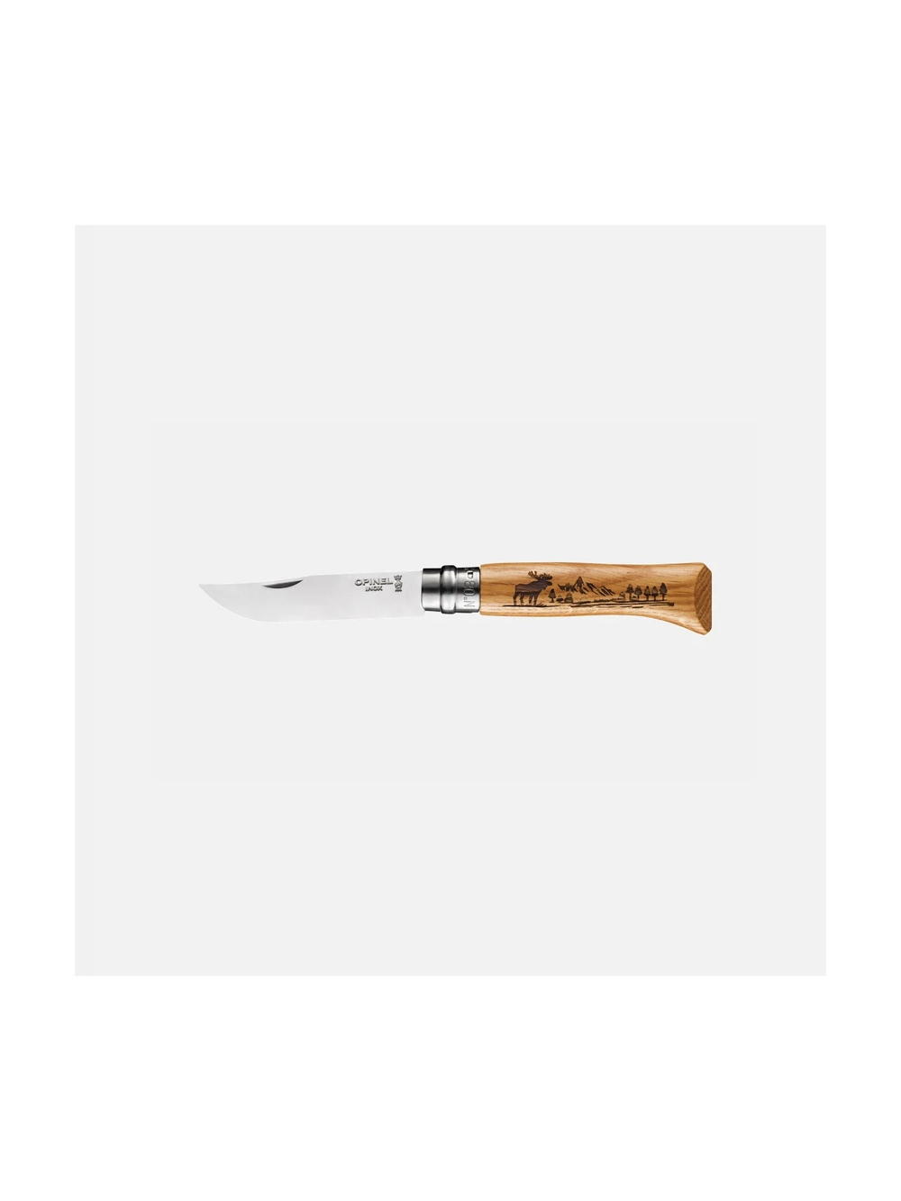 Нож Opinel №8 Animalia, нержавеющая сталь, рукоять дуб, гравировка лось