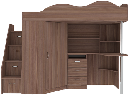 Кровать-чердак КарИВи Пионер Бодего Темный Бодего Темный