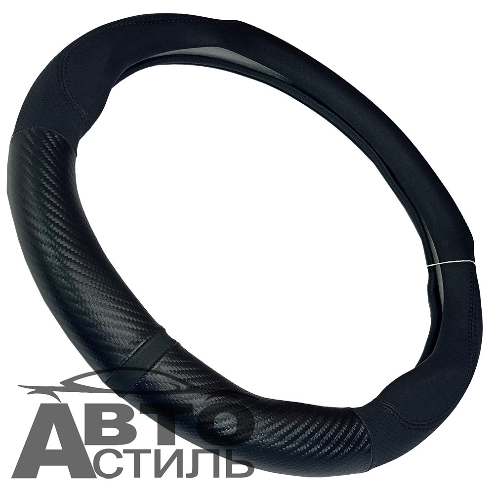 Оплетка на руль круглая Coolpart MAXIMAL (37*38) к/з черный/черный A  K20BL-BL