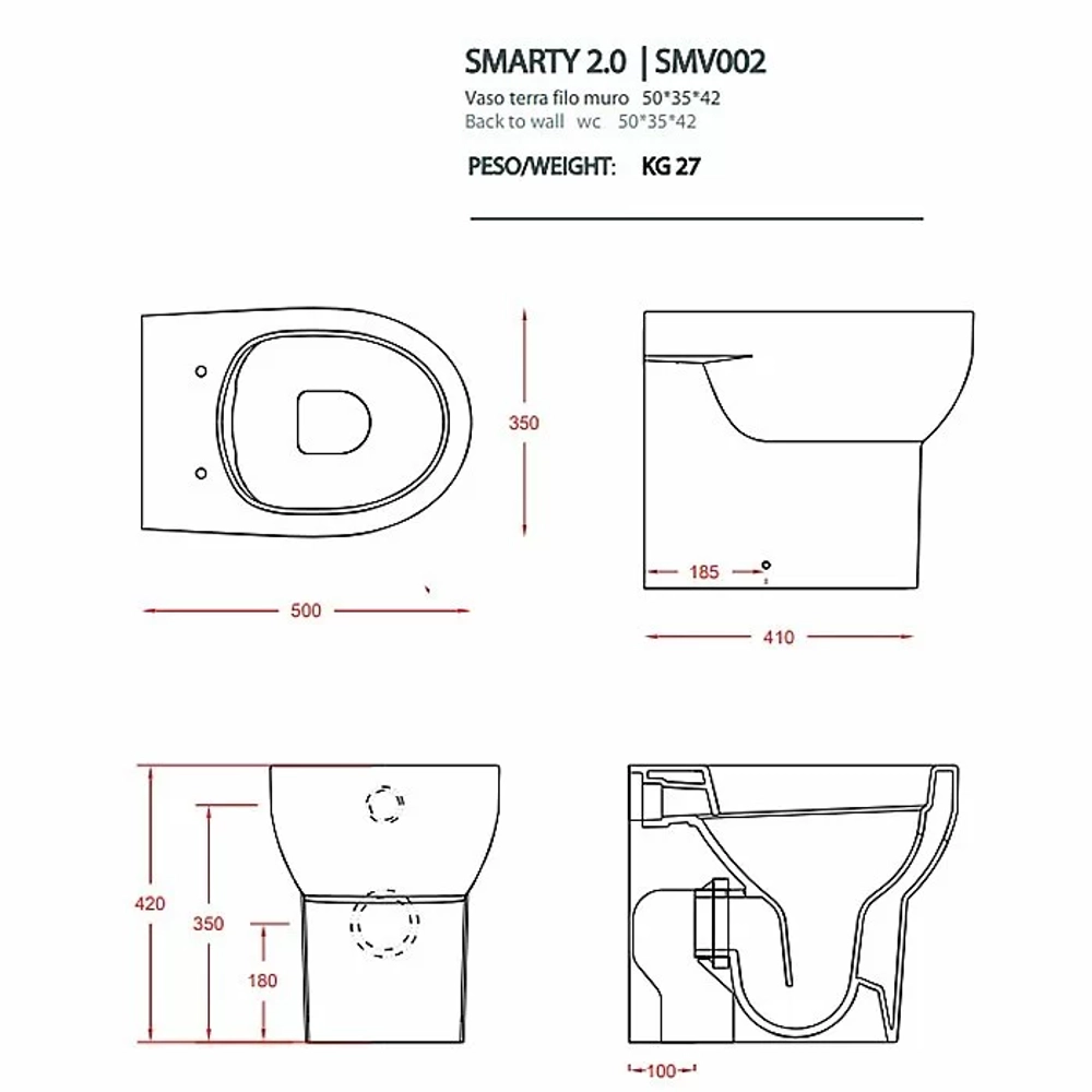 Унитаз напольный безободковый Artceram Smarty SMV002 белый