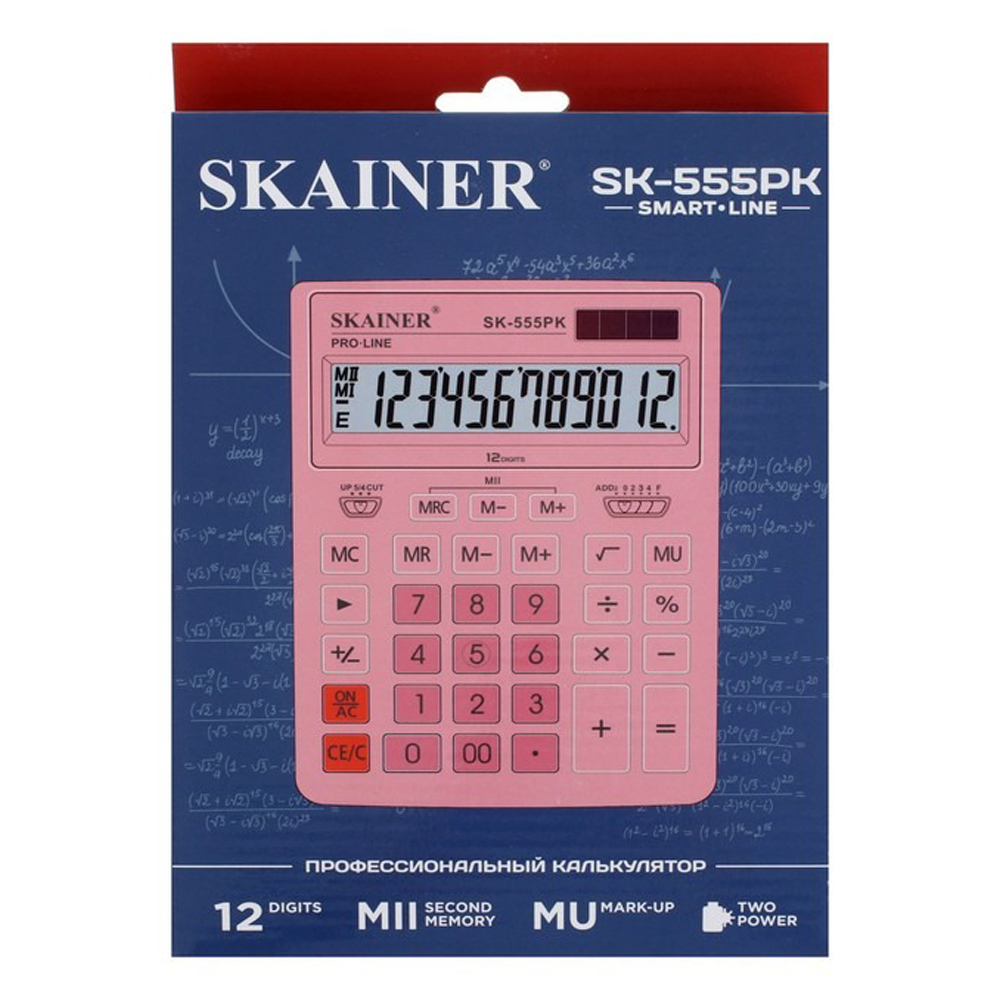 Калькулятор настольный SKAINER 12 Bit, LCD, 15.5*20.5*3.5 см, розовый