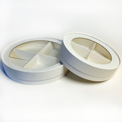 Упаковка для ассорти сладостей с окном d-20 h-3,5 см (БЕЛАЯ)