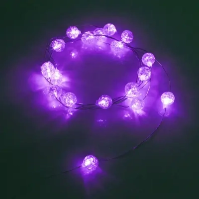 Гирлянда для дома «Жемчужина» на батарейках 2,0 м 20 ламп LED, d-1 см, 3 реж, IP-20, Фиолетовый