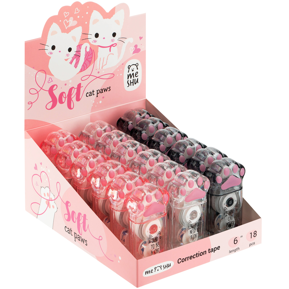 Корректирующая лента MESHU "Say Meow", 5мм*6м, дисплей-бокс, ассорти