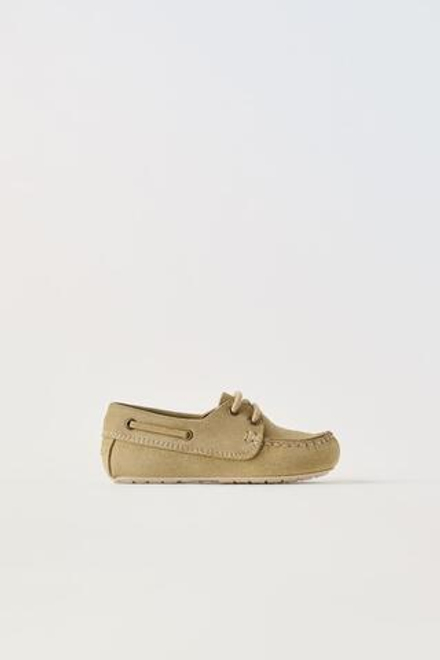 ZARA КОЖАНЫЕ ЛОФЕРЫ, ПЕСОЧНО-КОРИЧНЕВЫЙ