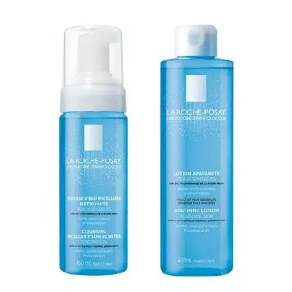 La Roche-Posay Cleansing Micellar Foaming Water + Soothing Lotion Набор для очищения и тонизации