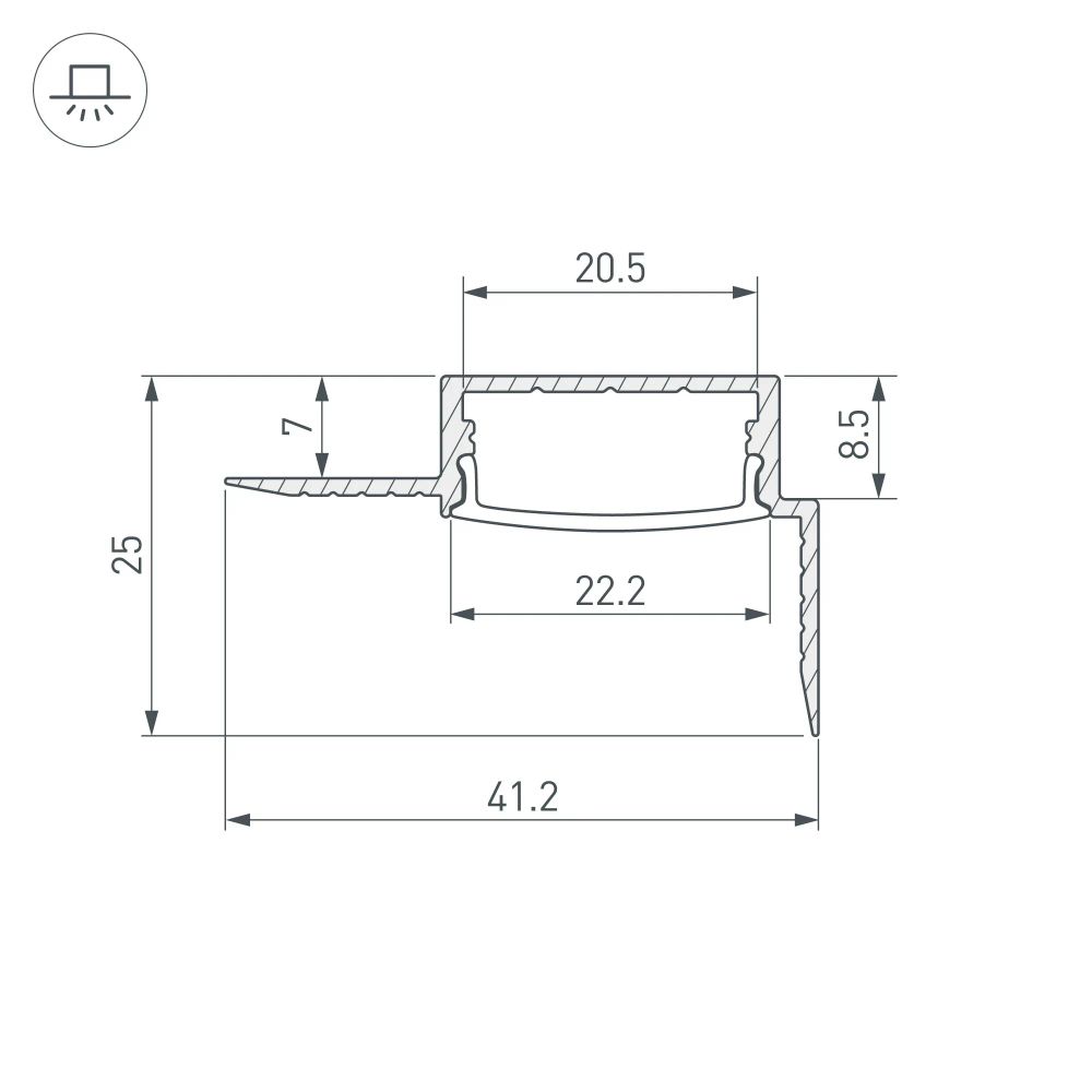 Профиль FANTOM-W20-H10-EDGE-2000 ANOD (Arlight, Алюминий) 054183