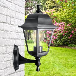 Садово-парковый светильник ЭРА НБУ 04-60-001 черный 4 гранный настенный IP44 Е27 max60Вт | Садово-парковые светильники