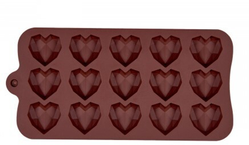 Форма силиконовая «Хрустальные сердца» 15 ячеек