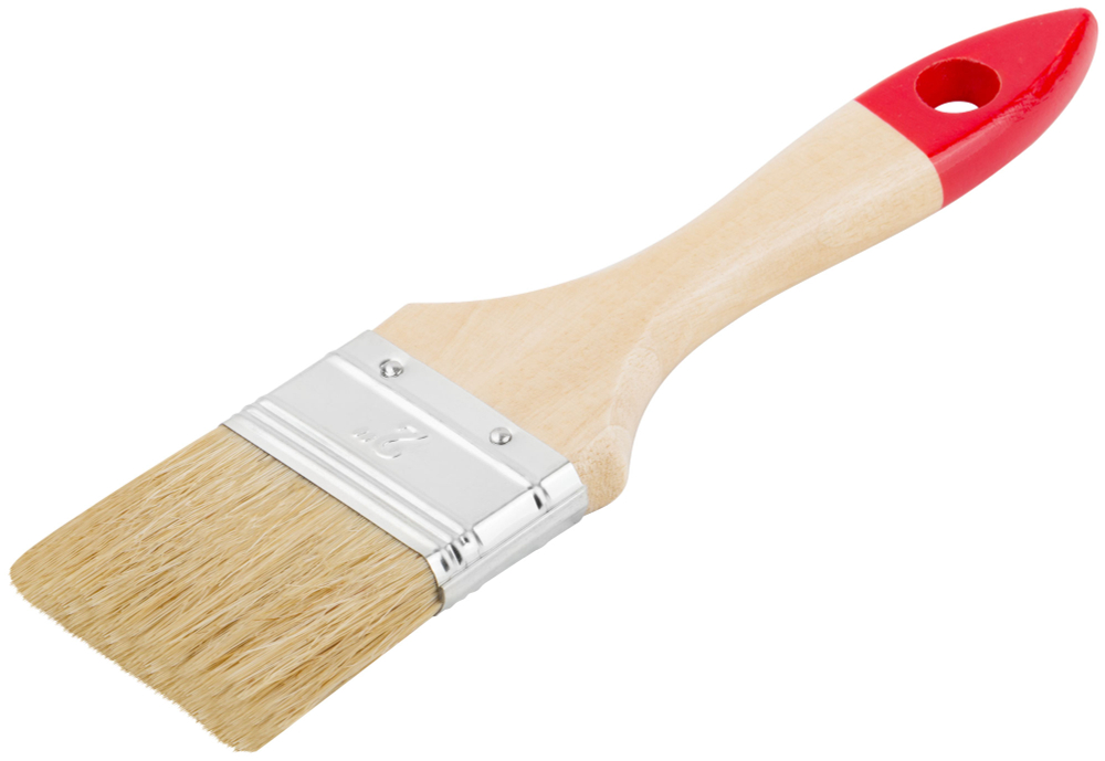 Кисть флейцевая КУРС "Оптима", натур. cветлая щетина, деревянная ручка 2" (50 мм)