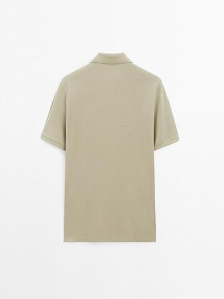 Massimo Dutti Футболка-поло из хлопка, светлый хаки