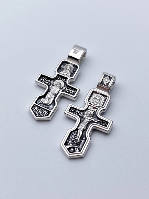 Крест из серебра/Частичное чернение/Серафим Саровский