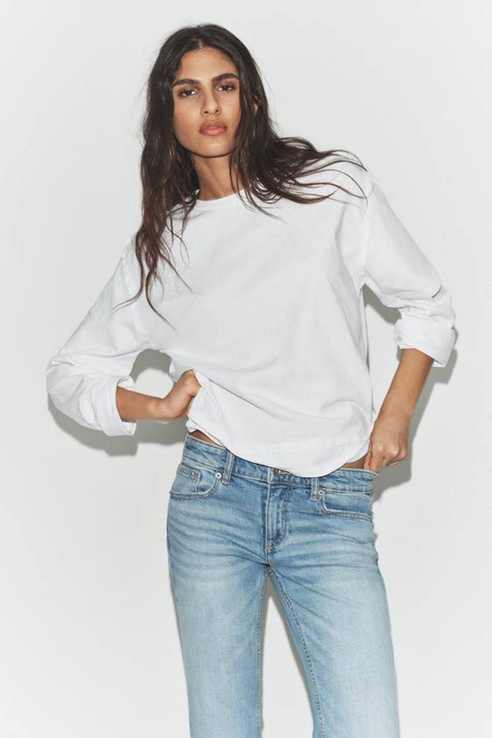 ZARA ДЖИНСЫ TRF BOOTCUT С НИЗКОЙ ПОСАДКОЙ, ГОЛУБОЙ