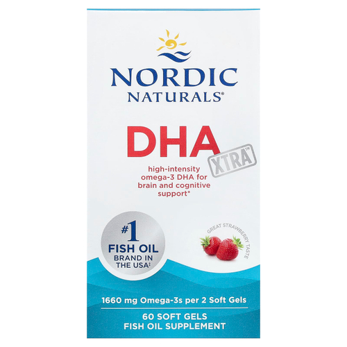 Nordic Naturals, DHA Xtra™, со вкусом клубники, 60 капсул