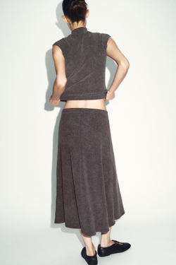 ZARA ЮБКА ИЗ МЯГКОЙ ТКАНИ, КОРИЧНЕВЫЙ МЕЛАНЖ