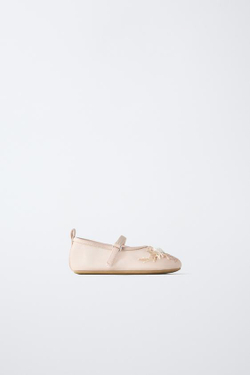 ZARA БАЛЕТКИ ИЗ ОРГАНЗЫ С ЦВЕТОЧНОЙ ВЫШИВКОЙ, РОЗОВЫЙ