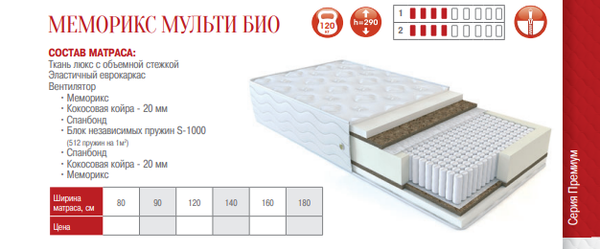 МАТРАС МЕМОРИКС МУЛЬТИ БИО