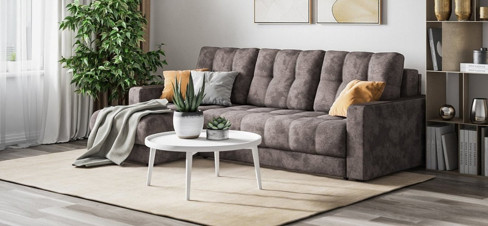 Угловой диван Босс Классик Велюр Алькантара серый