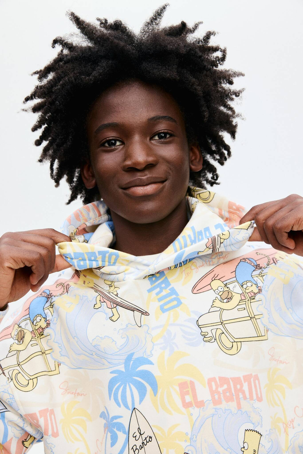 H&M Толстовка с капюшоном и принтом, светло-голубой