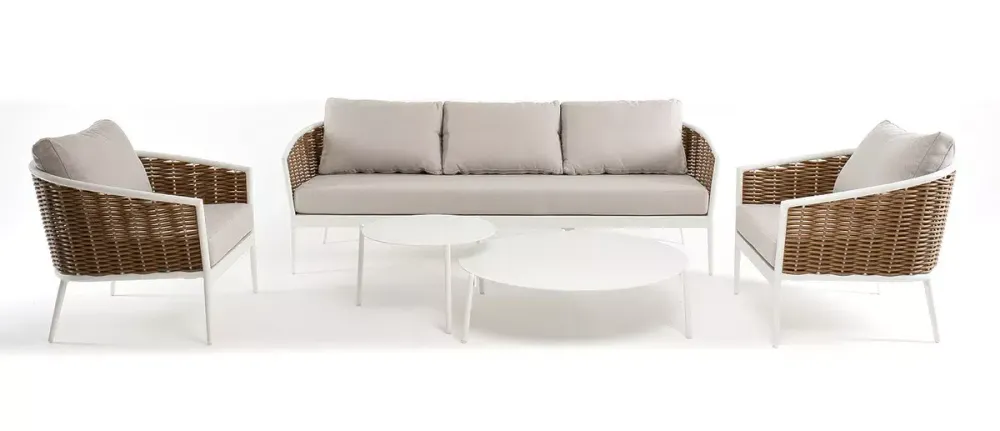 "Тоскана" лаунж-зона из искусственного ротанга, цвет соломенный