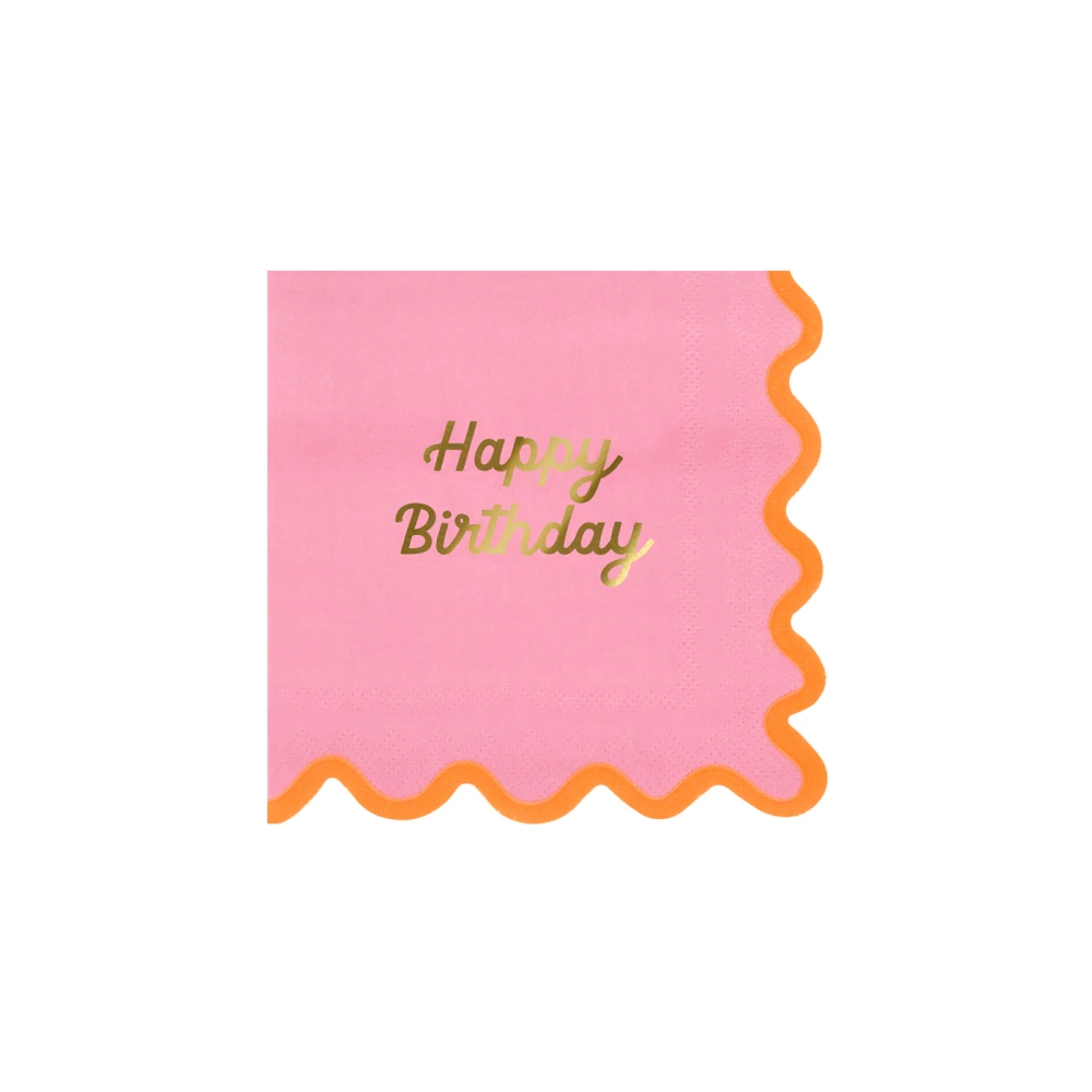 Салфетки маленькие с волнистым краем "С Днем Рождения" [Happy Birthday] 16 шт. (16,5 x 16,5 см)