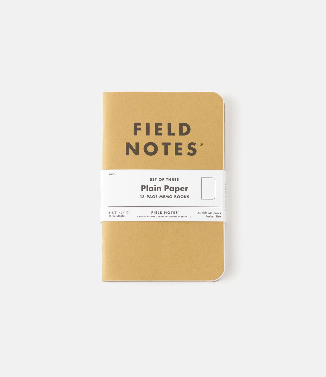 Field Notes Original Kraft Plain — набор нелинованных блокнотов