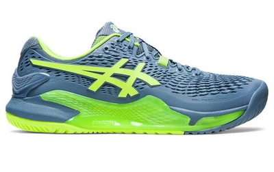 Мужские кроссовки теннисные Asics Gel-Resolution 9 - steel blue/hazard green