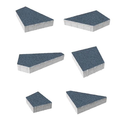 Тротуарная плитка ОРИГАМИ - Гранит Синий, комплект из 6 видов плит
