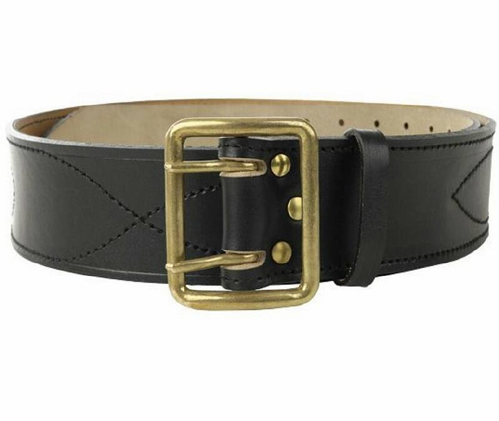 Ремень офицерский черный с юфтевой подкладкой