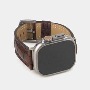 Ремешок для Apple Watch Ultra 49mm из кожи аллигатора, коричневого цвета