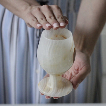 Ваза бокал на ножке Оникс природный, D7 x 12 см