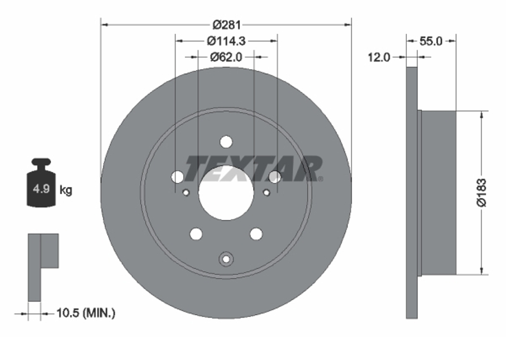 TEXTAR - 92162103-TET - Brake Disc