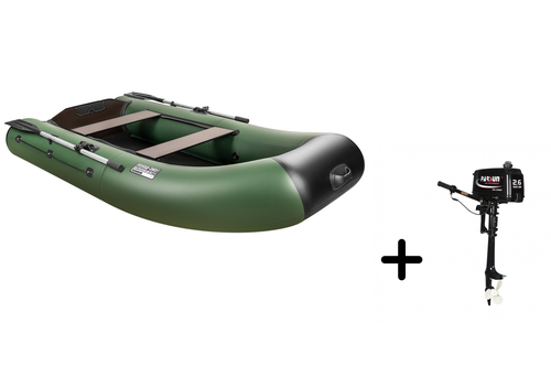 Поход-280T зеленый + PARSUN T 2.6 BMS (комплект лодка + мотор)