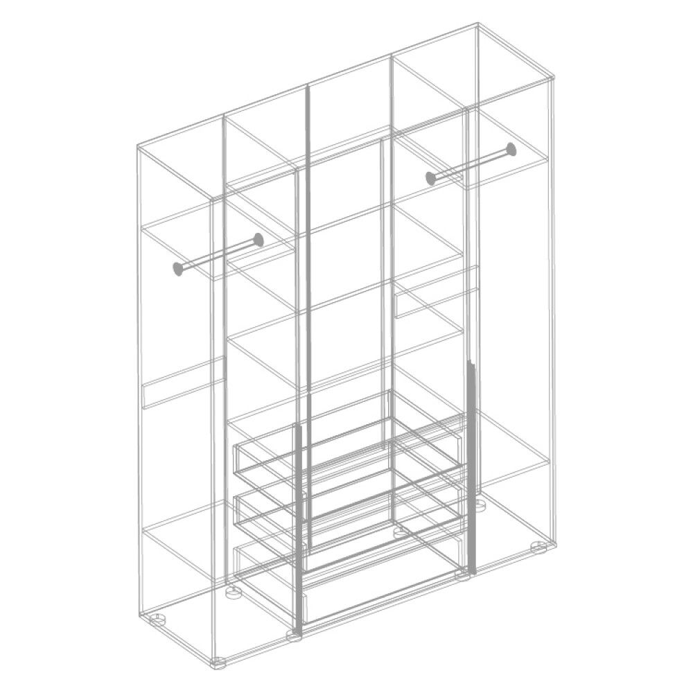 Шкаф 4-ств с 3 ящиками "МС СТИЛ"