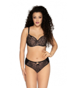 Бюстгальтер-балконет с чашками plus size на косточках и с цветочным кружевом (Размер: 75K) (Цвет: черный)