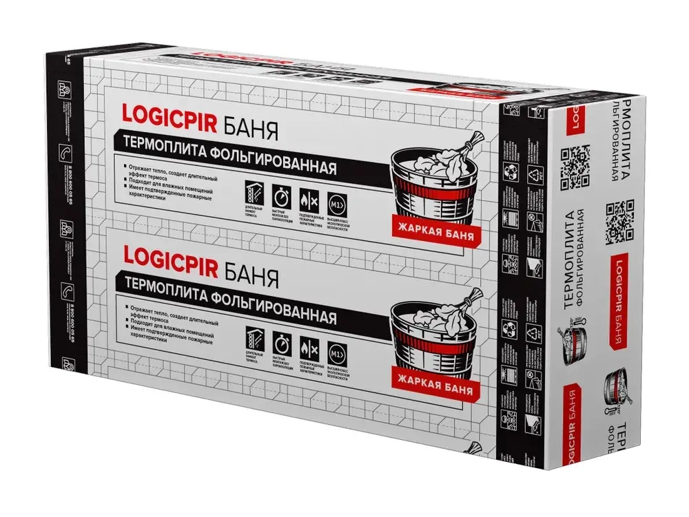 Утеплитель для бани, LOGICPIR Баня 30, пир плита для бани 30 мм (16 шт, 11.23 м2)