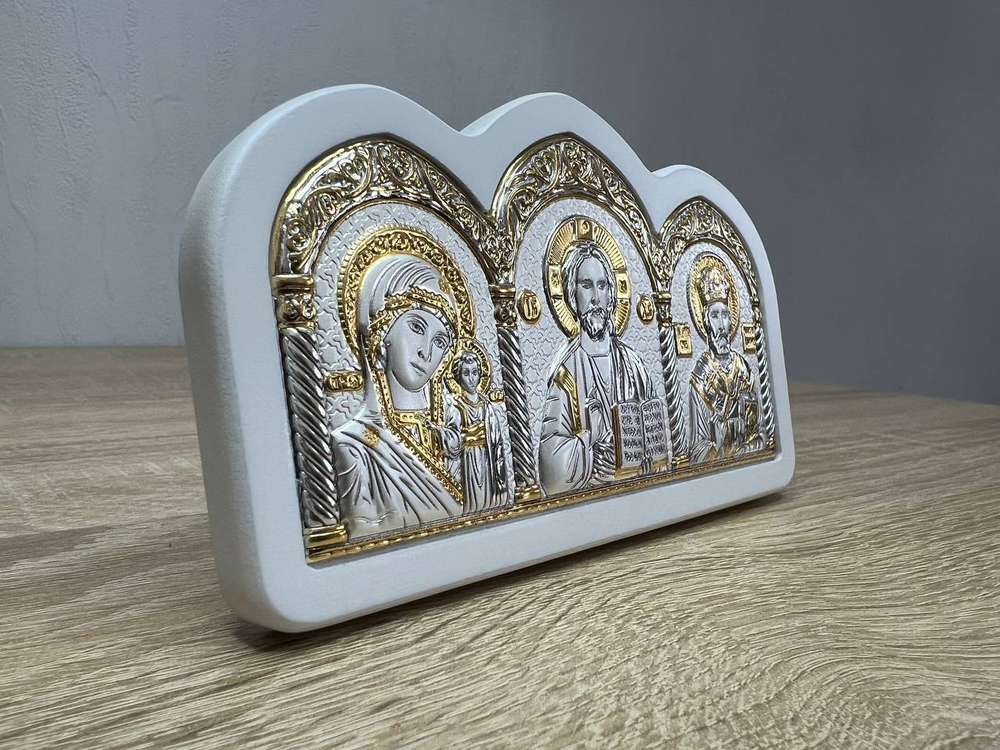 Спаситель, Казанская БМ, Николай Чудотворец, триптих, 85х150