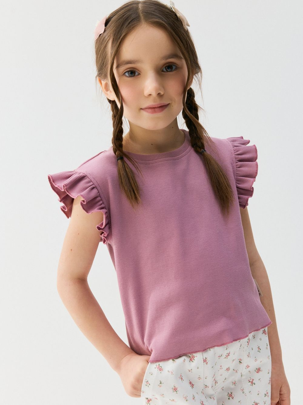 Футболка укороченная из кашкорсе "Орхидея"