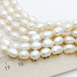 Жемчуг, размер около 8-9*6-7 мм, цена за 23-24 шт (1/2 нити)