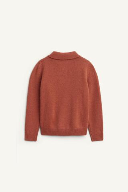 ZARA ВЯЗАНЫЙ СВИТЕР-ПОЛО, ЧЕРЕПИЧНЫЙ