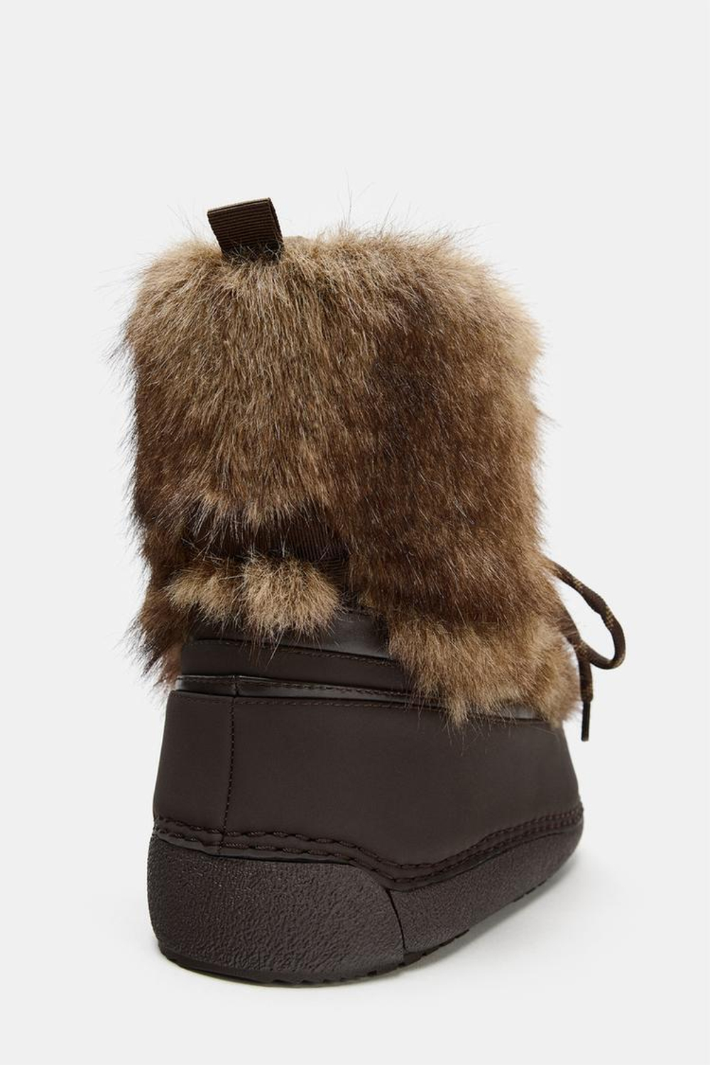 ZARA БОТИНКИ С ОТДЕЛКОЙ ИЗ ИСКУССТВЕННОГО МЕХА, КОРИЧНЕВЫЙ