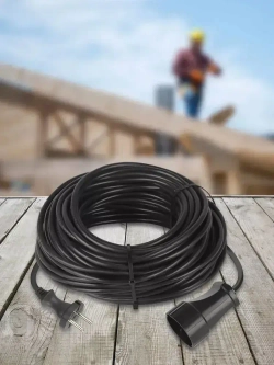 Удлинитель силовой 30м в бухте Intro UP1300-2x1 без заземления 1 розетка ПВС 2х1мм, строительный садовый для газонокосилки и триммера