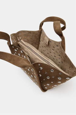 ZARA СУМКА С ЗАКЛЕПКАМИ, КОРИЧНЕВЫЙ