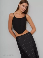 Юбка весенняя, атласная в горошек, шелковая на резинке